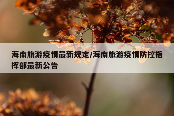 海南旅游疫情最新规定/海南旅游疫情防控指挥部最新公告