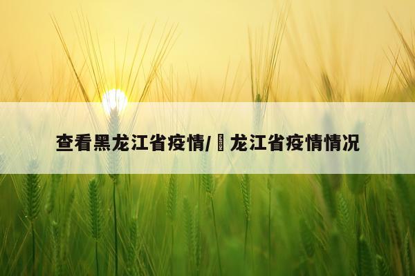 查看黑龙江省疫情/黒龙江省疫情情况