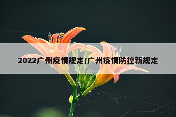 2022广州疫情规定/广州疫情防控新规定