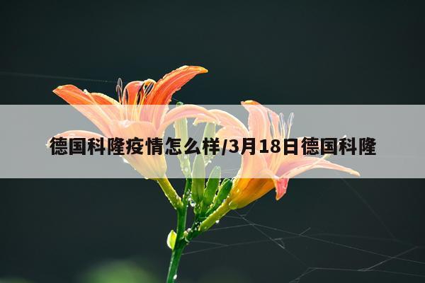 德国科隆疫情怎么样/3月18日德国科隆