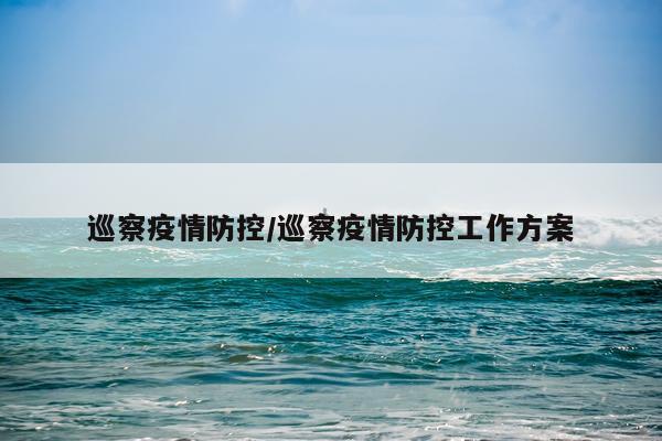 巡察疫情防控/巡察疫情防控工作方案