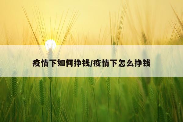 疫情下如何挣钱/疫情下怎么挣钱