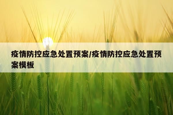 疫情防控应急处置预案/疫情防控应急处置预案模板