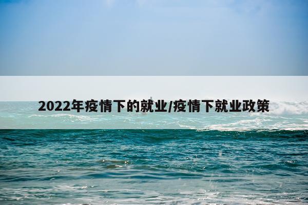 2022年疫情下的就业/疫情下就业政策