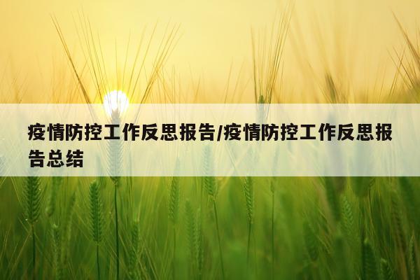 疫情防控工作反思报告/疫情防控工作反思报告总结