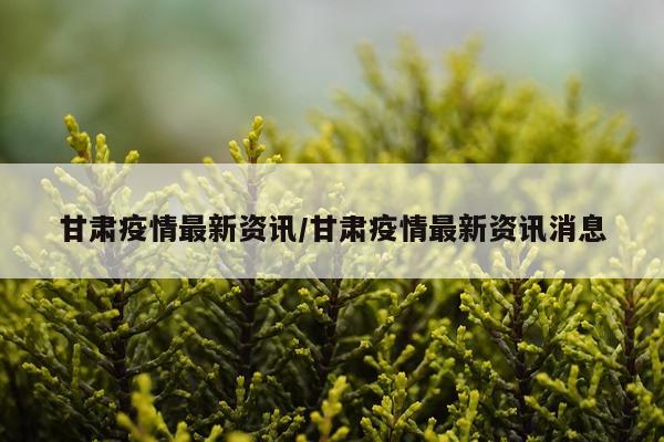 甘肃疫情最新资讯/甘肃疫情最新资讯消息