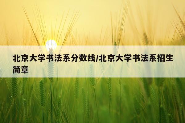 北京大学书法系分数线/北京大学书法系招生简章