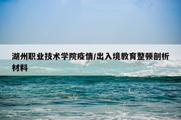 湖州职业技术学院疫情/出入境教育整顿剖析材料