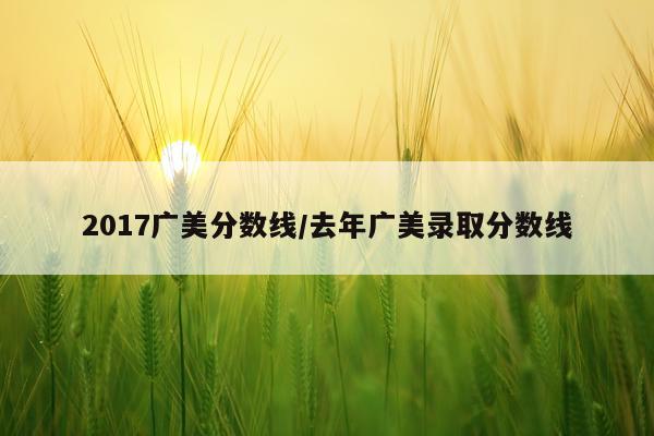 2017广美分数线/去年广美录取分数线