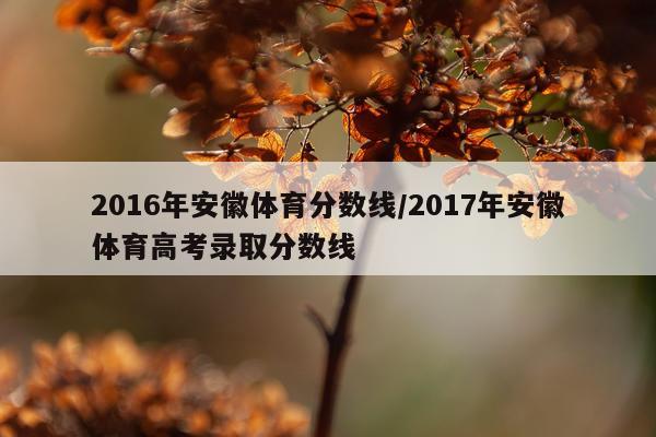 2016年安徽体育分数线/2017年安徽体育高考录取分数线