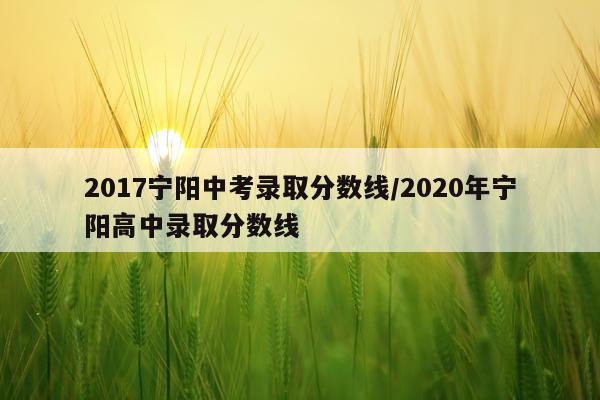2017宁阳中考录取分数线/2020年宁阳高中录取分数线