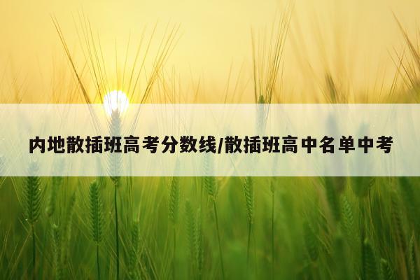 内地散插班高考分数线/散插班高中名单中考