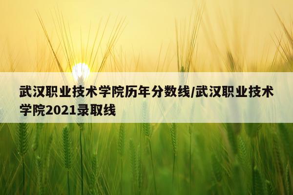 武汉职业技术学院历年分数线/武汉职业技术学院2021录取线