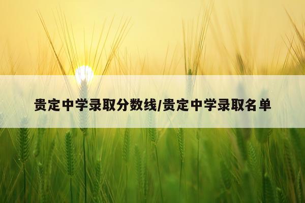 贵定中学录取分数线/贵定中学录取名单