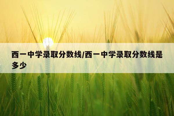西一中学录取分数线/西一中学录取分数线是多少