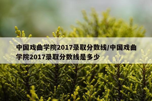 中国戏曲学院2017录取分数线/中国戏曲学院2017录取分数线是多少