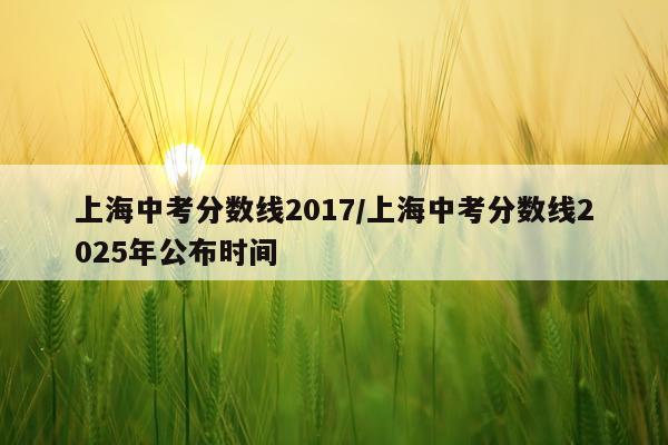 上海中考分数线2017/上海中考分数线2025年公布时间