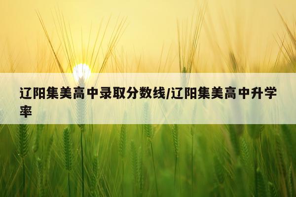 辽阳集美高中录取分数线/辽阳集美高中升学率