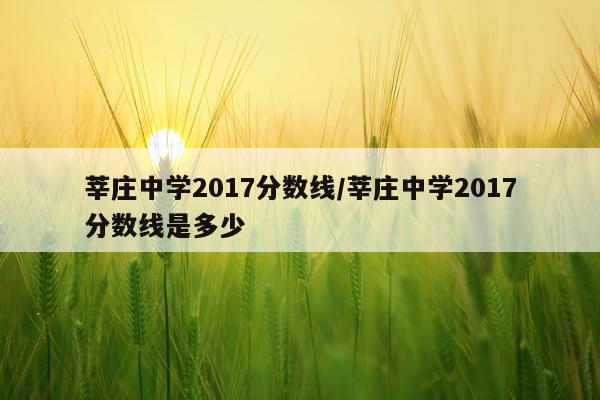 莘庄中学2017分数线/莘庄中学2017分数线是多少