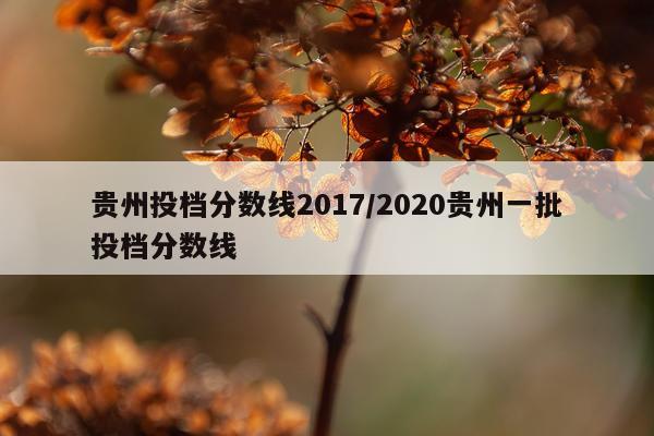 贵州投档分数线2017/2020贵州一批投档分数线