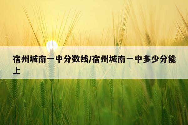 宿州城南一中分数线/宿州城南一中多少分能上