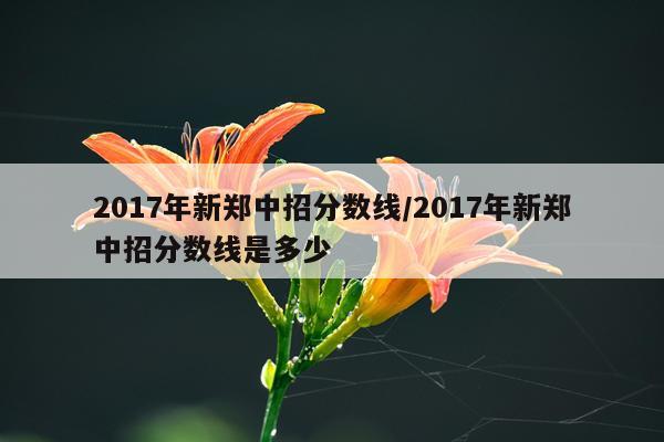 2017年新郑中招分数线/2017年新郑中招分数线是多少