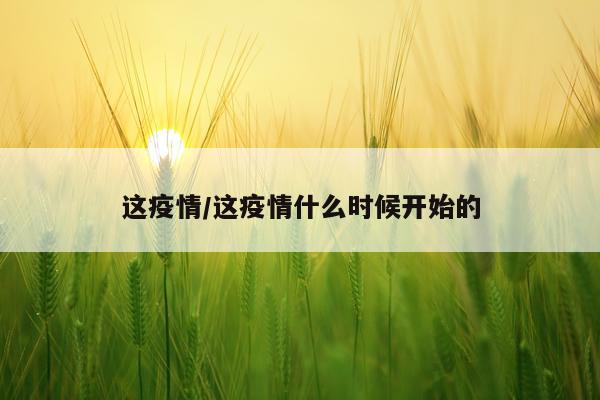 这疫情/这疫情什么时候开始的