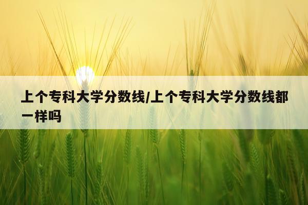 上个专科大学分数线/上个专科大学分数线都一样吗