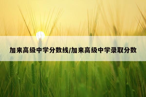 加来高级中学分数线/加来高级中学录取分数