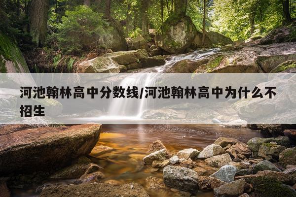 河池翰林高中分数线/河池翰林高中为什么不招生
