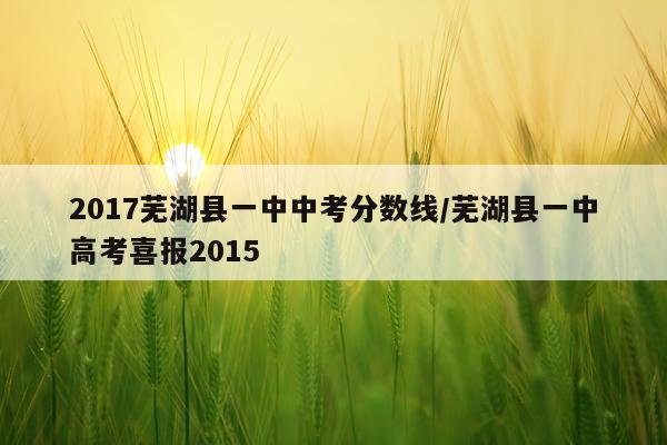 2017芜湖县一中中考分数线/芜湖县一中高考喜报2015