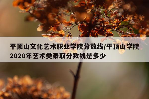 平顶山文化艺术职业学院分数线/平顶山学院2020年艺术类录取分数线是多少