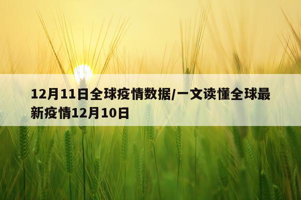 12月11日全球疫情数据/一文读懂全球最新疫情12月10日
