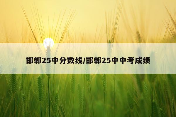 邯郸25中分数线/邯郸25中中考成绩