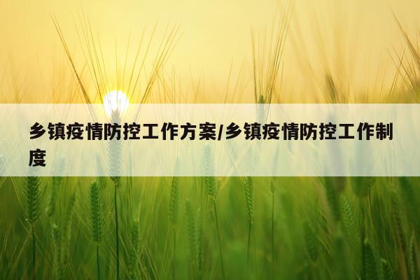 乡镇疫情防控工作方案/乡镇疫情防控工作制度