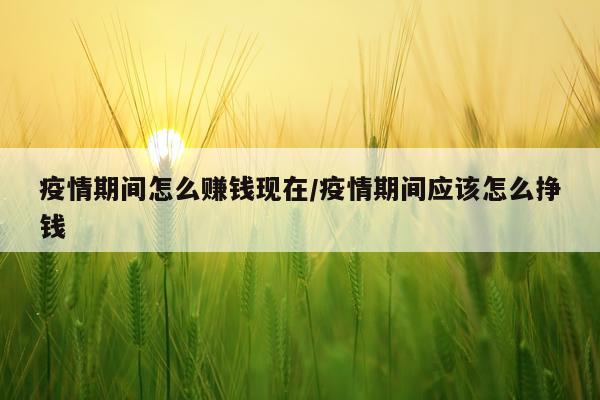 疫情期间怎么赚钱现在/疫情期间应该怎么挣钱