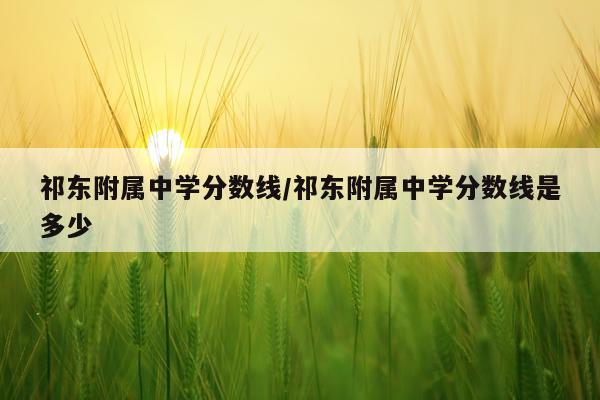 祁东附属中学分数线/祁东附属中学分数线是多少