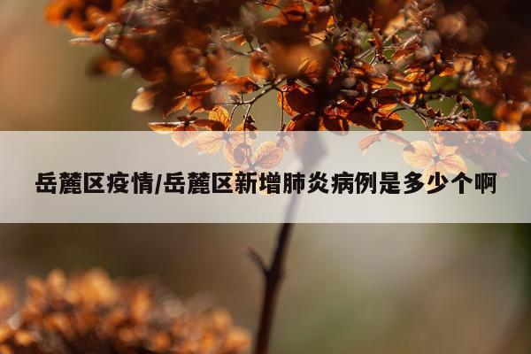 岳麓区疫情/岳麓区新增肺炎病例是多少个啊