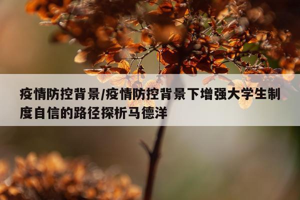 疫情防控背景/疫情防控背景下增强大学生制度自信的路径探析马德洋