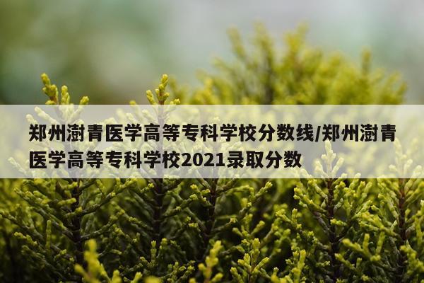 郑州澍青医学高等专科学校分数线/郑州澍青医学高等专科学校2021录取分数