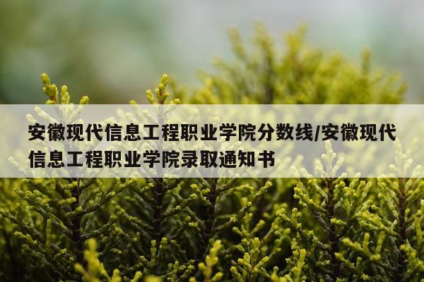 安徽现代信息工程职业学院分数线/安徽现代信息工程职业学院录取通知书