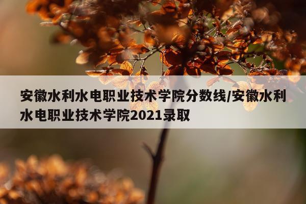 安徽水利水电职业技术学院分数线/安徽水利水电职业技术学院2021录取