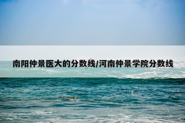 南阳仲景医大的分数线/河南仲景学院分数线