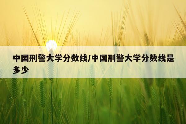 中国刑警大学分数线/中国刑警大学分数线是多少