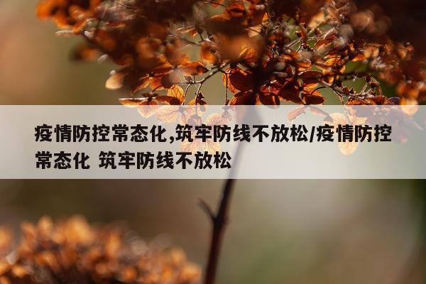 疫情防控常态化,筑牢防线不放松/疫情防控常态化 筑牢防线不放松