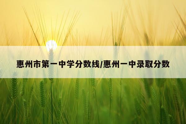 惠州市第一中学分数线/惠州一中录取分数