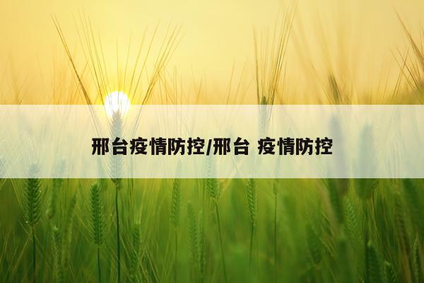 邢台疫情防控/邢台 疫情防控