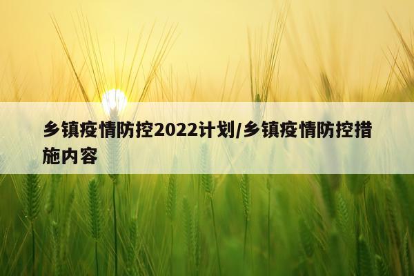 乡镇疫情防控2022计划/乡镇疫情防控措施内容