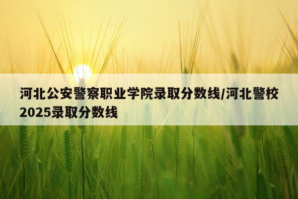 河北公安警察职业学院录取分数线/河北警校2025录取分数线