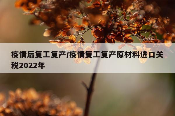疫情后复工复产/疫情复工复产原材料进口关税2022年